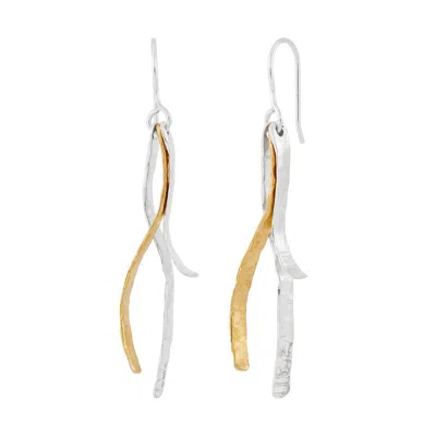 Silpada Golden Whisper' Silver And Brass Drop Earrings In Multi