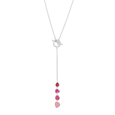 Silpada Growing Gradually ' Sterling Silver Natural Quartz Lariat Necklace, 18" In Pink