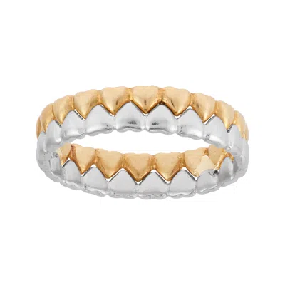 Silpada Heart Line' Sterling Silver And Brass Band Ring In Multi