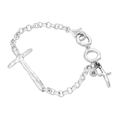 Silpada In Good Faith' Organic Cross Bracelet In Sterling Silver, 7.5" In Neutral