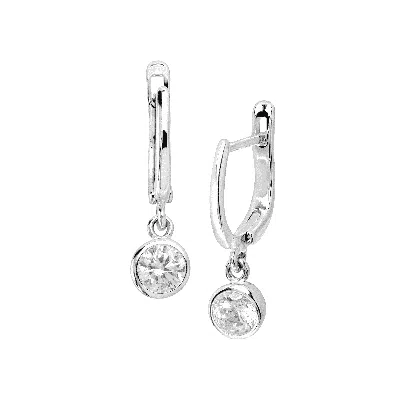Silpada In The Loop' Huggie Hoop Earrings W Cubic Zirconias In Sterling Silver In White