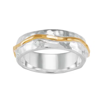 Silpada Individuality' Silver With 14k Yellow Gold Plating Band Ring In Multi