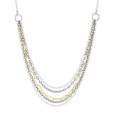 Silpada Intermingle' Silver With 14k Yellow Gold Plating Chain Necklace, 20"