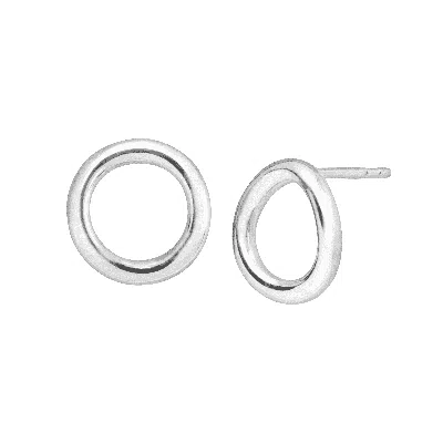 Silpada Karma' Open Circle Stud Earrings In Sterling Silver In Green