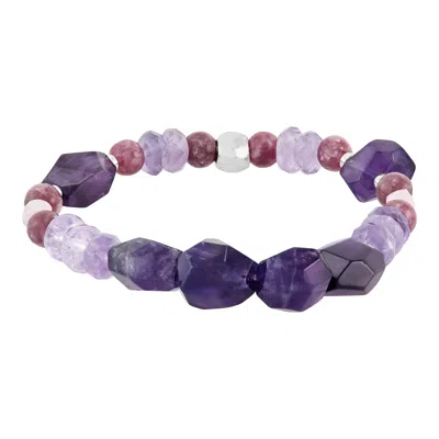 Silpada Lavender Garden' Sterling Silver Mixed Stones Stretch Bracelet, 6.75" In Purple