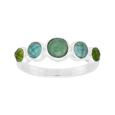 Silpada Let Things Grow' Silver Natural Aventurine And Quartz Ring In Green