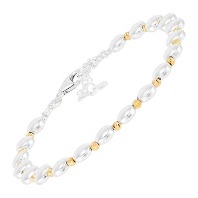 Silpada Limitless' Silver With 14k Gold Plating Natural Hematite Bracelet, 8"