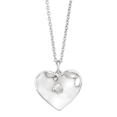 Silpada Little Love' Sterling Silver White Cubic Zirconia Heart Pendant Necklace, 16" + 2"