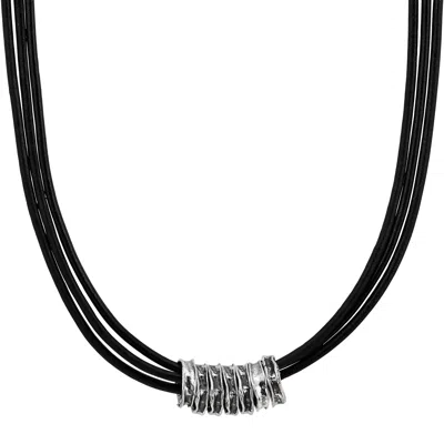 Silpada Lucky Spirit' Sterling Silver Leather Necklace, 18" + 2" In White