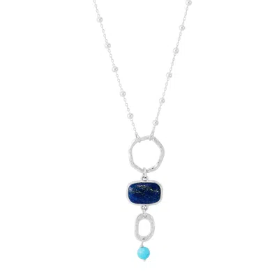 Silpada Lunar Drift' Silver Natural Lapis And Turquoise Pendant Necklace, 20" In Blue