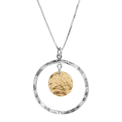 Silpada Marbella' Disc Pendant In Sterling Silver With Gold-plating, 18" + 2" In Multi