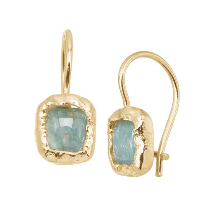 Silpada Mediterra' Natural Aquamarine Drop Earrings 14k Gold On Sterling Silver In Neutral
