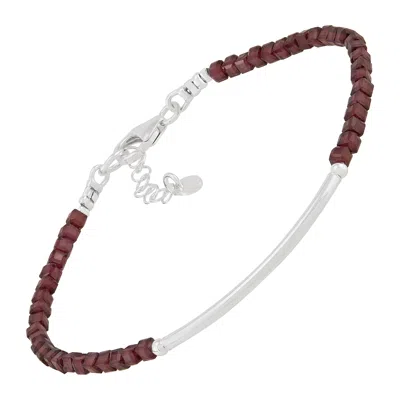 Silpada Merlot' Sterling Silver Red Garnet Bracelet, 7.5" + 1"