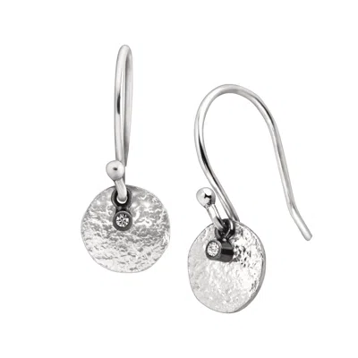 Silpada Mini Crystal Disc' Drop Earrings With Crystals In Sterling Silver In White