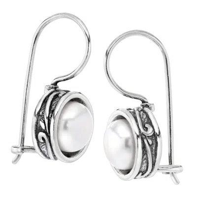 Silpada Modern Fairytale' 8mm Freshwater Pearl Earrings In Sterling Silver In White