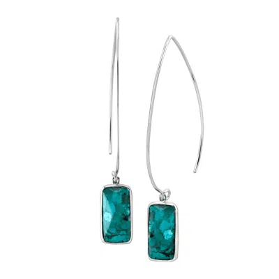 Silpada Oasis' Compressed Turquoise  Drop Earrings In Sterling Silver In Green