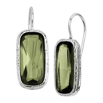 Silpada Olivine' Green Cubic Zirconia Drop Earrings In Sterling Silver