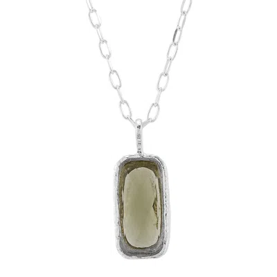 Silpada Olivine' Sterling Silver Green Cubic Zirconia Pendant, 18" + 2"