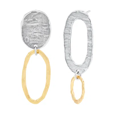 Silpada One And The Same' Silver With 14k Yellow Gold Plating Drop Earrings In White