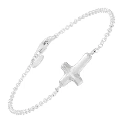 Silpada Optimism' Sterling Silver Cross Bracelet, 7.5" In White
