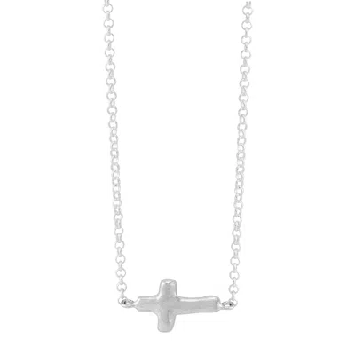 Silpada Optimism' Sterling Silver Cross Necklace, 16" + 2" In White