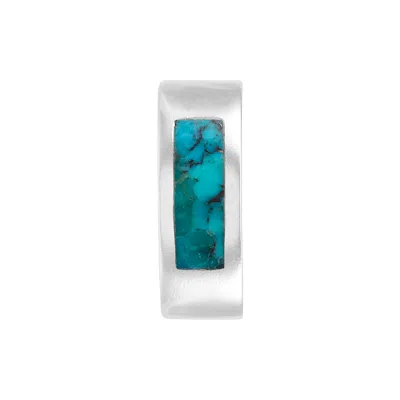 Silpada Other Ways' Sterling Silver Compressed Teal Turquoise Ear Cuff In Blue