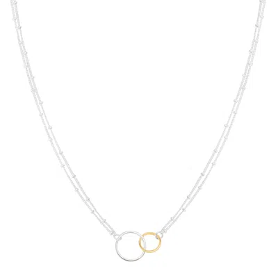 Silpada Pagosa' Circle Linking Necklace In Sterling Silver And 14k Gp, 16" + 2" In Multi