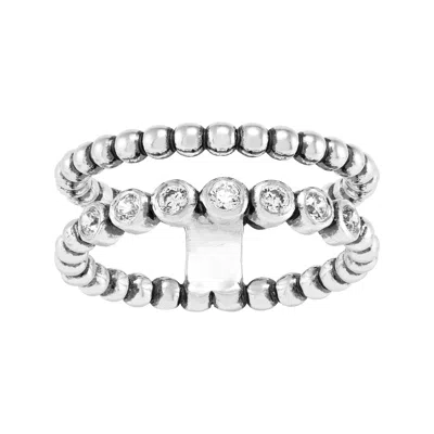 Silpada Parallel Beams' Sterling Silver White Cubic Zirconia Ring