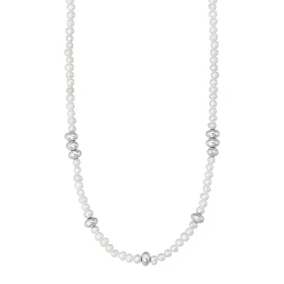 Silpada Pave The Way' Sterling Silver Freshwater Pearl Necklace, 18" + 2" In White