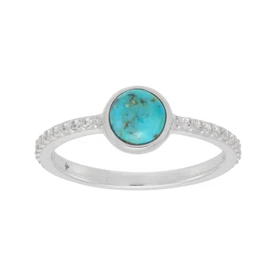 Silpada Peaceable' Silver Compressed Turquoise And Cz Ring In Blue