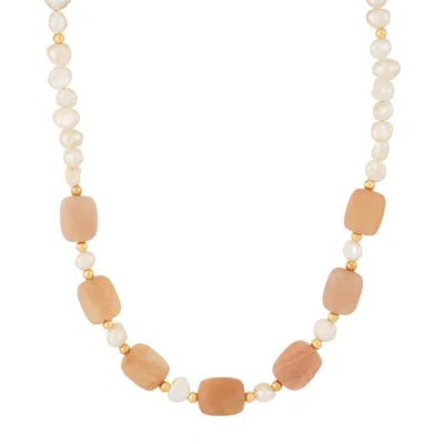 Silpada Peachy Keen' Silver With 14k Gold-plating Mixed Stones Bead Necklace In Orange
