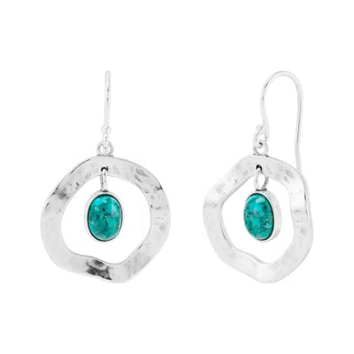 Silpada Pin The Dart' Sterling Silver Compressed Turquoise Drop Earrings In Blue
