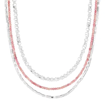 Silpada Pink Interval' Sterling Silver Hematite And Rhodonite Necklace