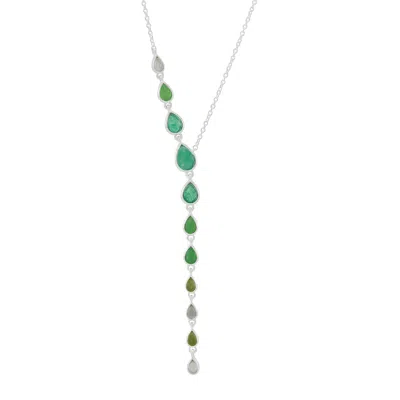Silpada Polished Perfection' Sterling Silver Natural Quartz Lariat Necklace In Green