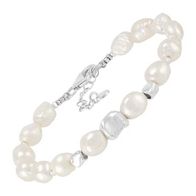 Silpada Power Player' Sterling Silver Freshwater Pearl Bracelet, 8" In White