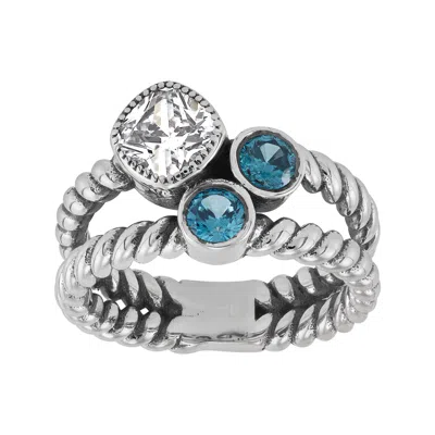 Silpada Preeminent' Sterling Silver Swiss Blue And Cubic Zirconia Ring In White