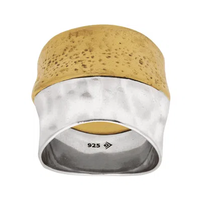 Silpada Rain Or Shine' Textured Ring In Sterling Silver And Brass In Transparent