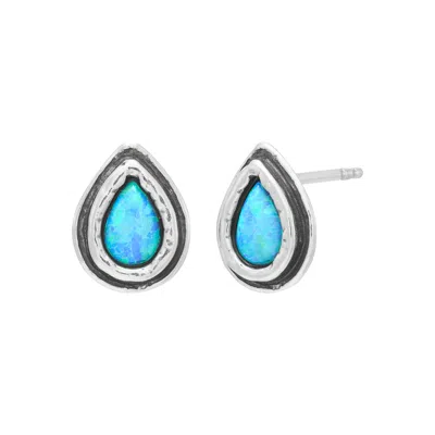 Silpada Rain Reverie' Sterling Silver Blue Opal Dainty Stud Earrings