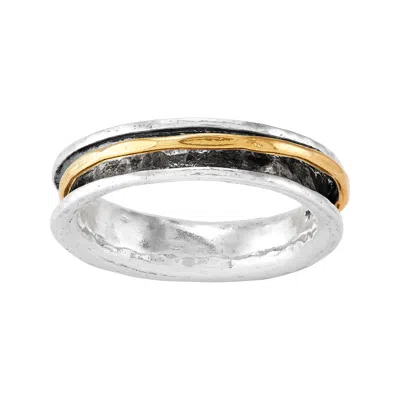 Silpada Resilient' Silver With 14k Yellow Gold Plating Spinner Ring In Multi