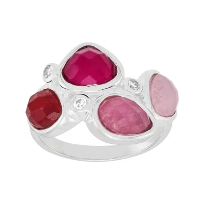 Silpada Romantic Serenes' Sterling Silver Natural Mixed Stones Ring In Pink