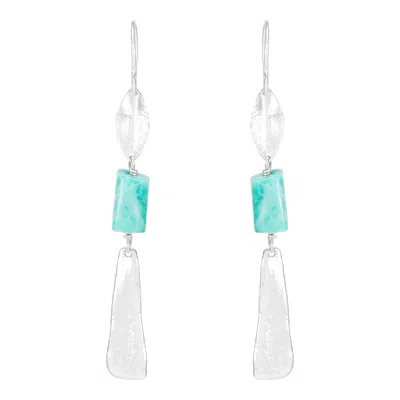 Silpada Sea Glass' Sterling Silver Amazonite Drop Earrings In Blue