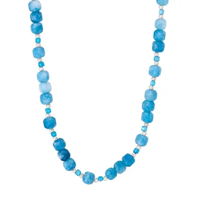 Silpada Seascape' Sterling Silver Natural Apatite Bead Necklace, 20" (2mm-5mm) In Blue