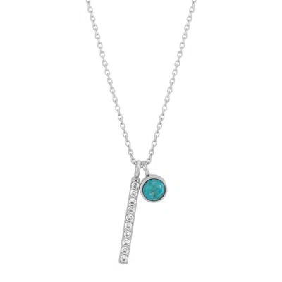 Silpada Side Note' Silver Cubic Zirconia And Compressed Turquoise Necklace In White