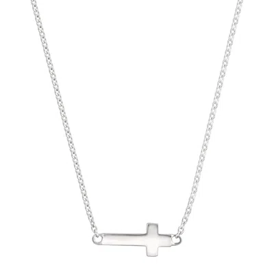 Silpada Simplex Cross' Horizontal Cross Necklace In Sterling Silver, 16" In Metallic