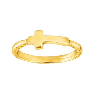 Silpada Simplex Cross' Textured Ring In Gold-plated Sterling Silver In Burgundy