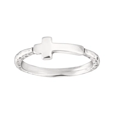 Silpada Simplex Cross' Textured Ring In Sterling Silver In Gold