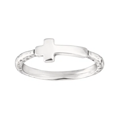 Silpada Simplex Cross' Textured Ring In Sterling Silver In White