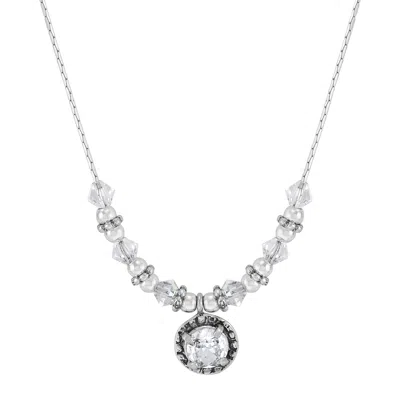 Silpada Snow Queen' Silver White Cubic Zirconia Crystal Pendant Necklace, 18"