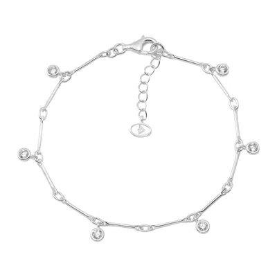 Silpada Snowfall' Sterling Silver White Cubic Zirconia Bracelet, 7.5" + 1"