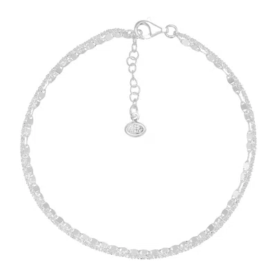Silpada Soft Stack' Sterling Silver Double Chain Anklet, 9" + 1" In White